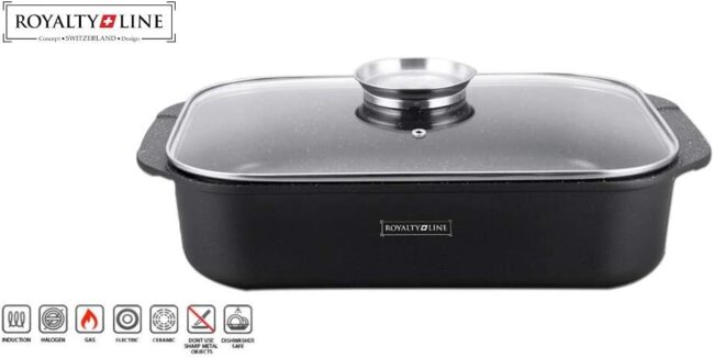 RoyaltyLine Casseruola per arrosti RL-ACR34M con rivestimento in marmo da 34 cm - immagine 4