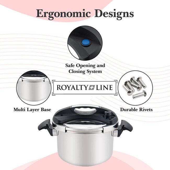 Royalty Line Pentola a Pressione 6 Litri RL24-PS6LM - Acciaio Inox - Compatibile Induzione - immagine 3