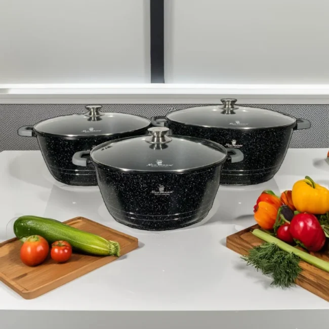 Newmann NM-3BM2 - Set di pentole in acciaio inox da 12 pezzi, per tutti i piani cottura, design elegante e cottura uniforme - immagine 3